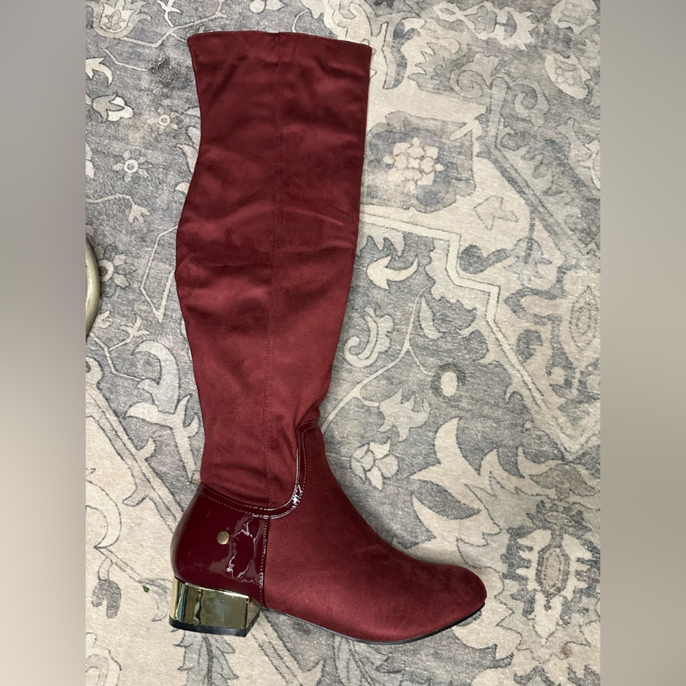Burgundy Over the Knee Boots - Size 7.5